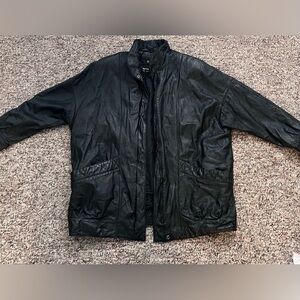 Wilsons Leather 90s Black Bomber Jacket – Vintage L